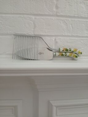 Vintage 2 Piece Sheffield England Serving Set Stainless Steel Porcelain Handle